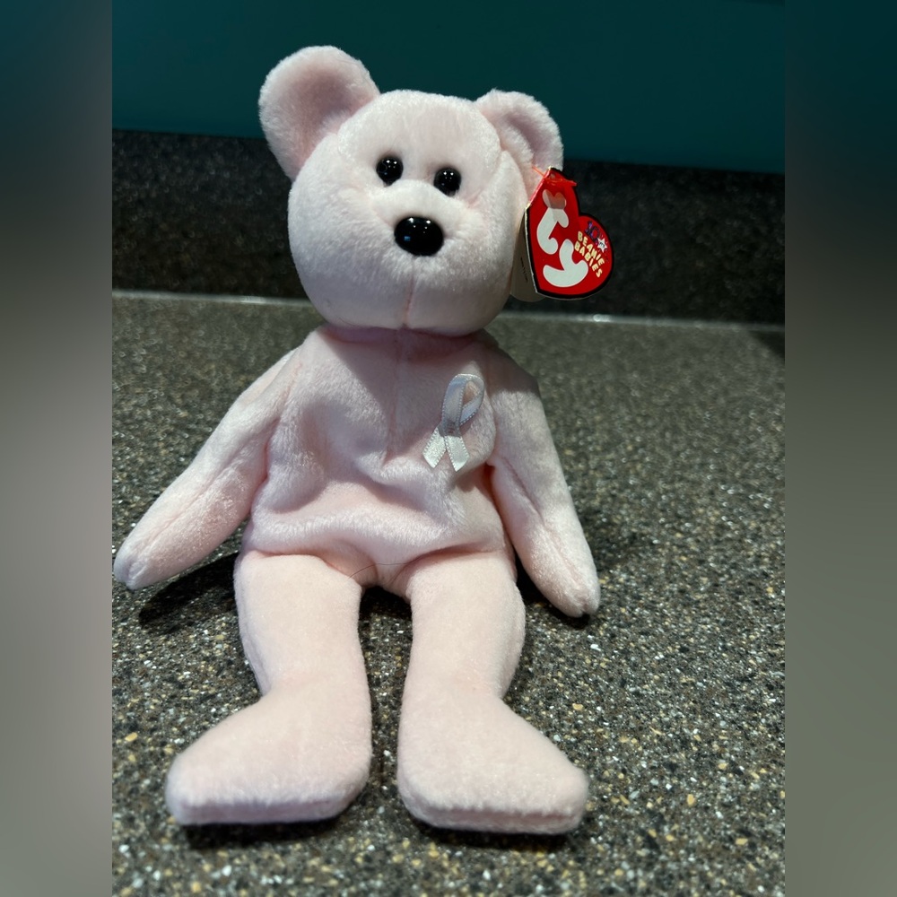 NWT Ty Vintage 2003 Beanie Babies Cure Breast Cancer Bear 10 Year Anniversary.